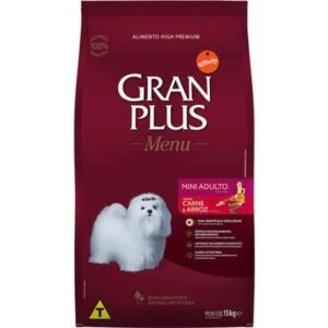 Ração GranPlus Menu Carne e Arroz para Cães Adultos Mini 15kg