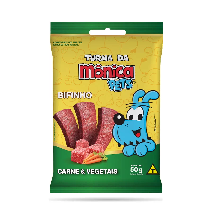 Bifinho Sabor Carne e Vegetais Turma da Mônica 50g - Turma da Mônica Pets