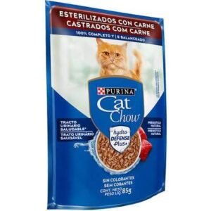 Ração Úmida Nestlé Purina Cat Chow Sachê Castrados Carne 85g
