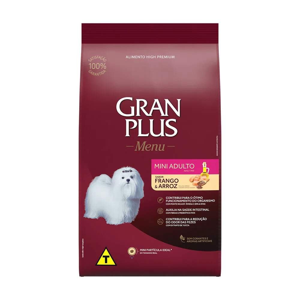 Ração GranPlus Frango e Arroz p/Cães Adultos de Raças Mini e Pequenas 1kg