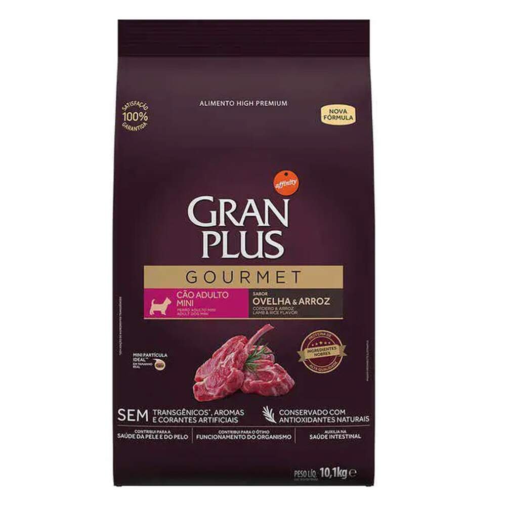 Ração Gran Plus Gourmet para Cães Adultos Raças Mini Sabor Ovelha & Arroz 10kg