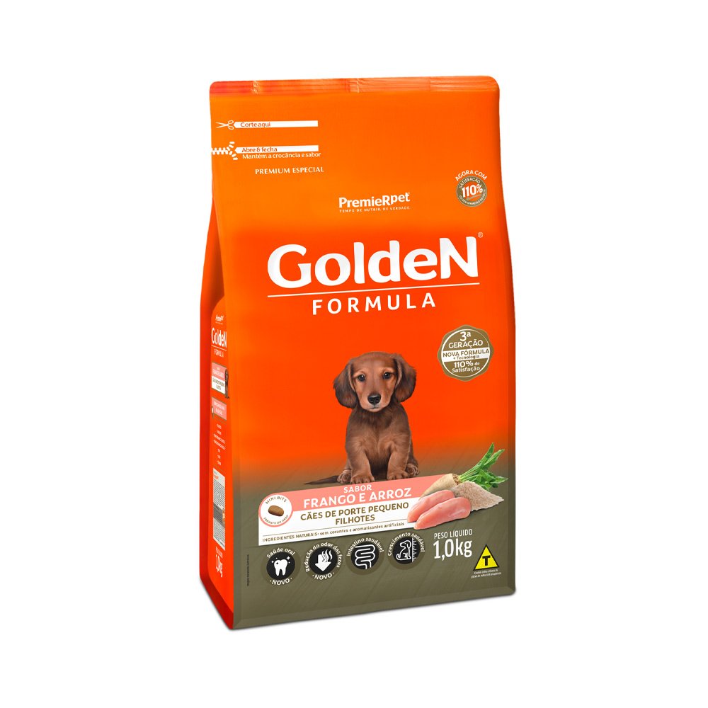 Ração Golden Fórmula Mini Bits para Cães Filhotes de Porte Pequeno Sabor Frango e Arroz 1kg - Imagem 2