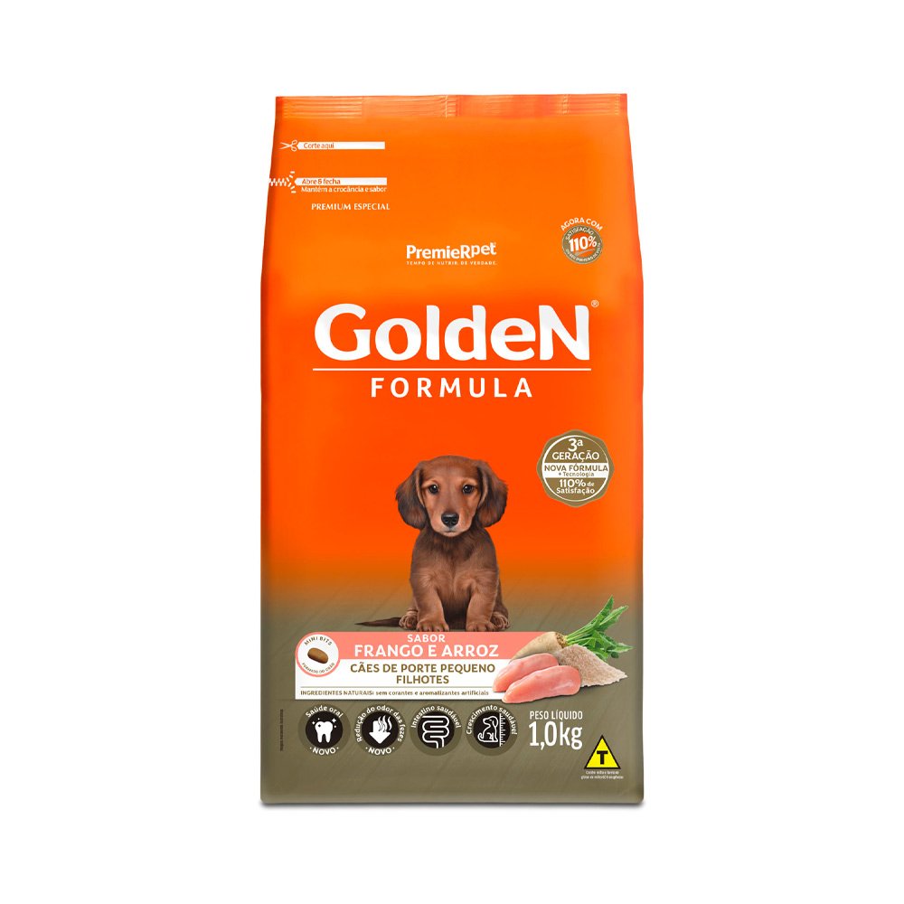 Ração Golden Fórmula Mini Bits para Cães Filhotes de Porte Pequeno Sabor Frango e Arroz 1kg