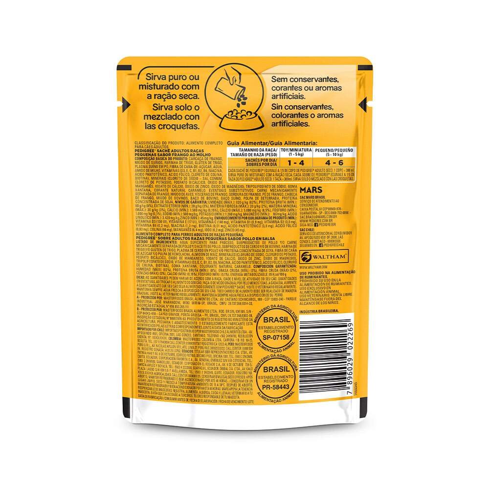 Ração Úmida Pedigree Sachê Frango ao Molho para Cães Adultos de Raças Pequenas 100 g - Imagem 2