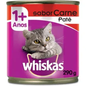 Ração Úmida Whiskas Lata Patê de Carne para Gatos Adultos 290g