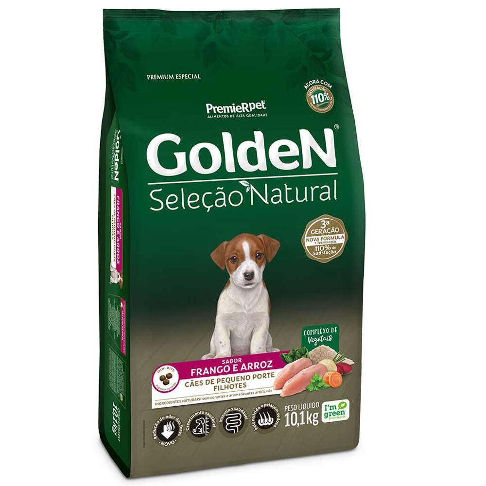 Ração Seca PremieR Pet Golden Seleção Natural para Cães Filhotes Mini Bits 10,1Kg