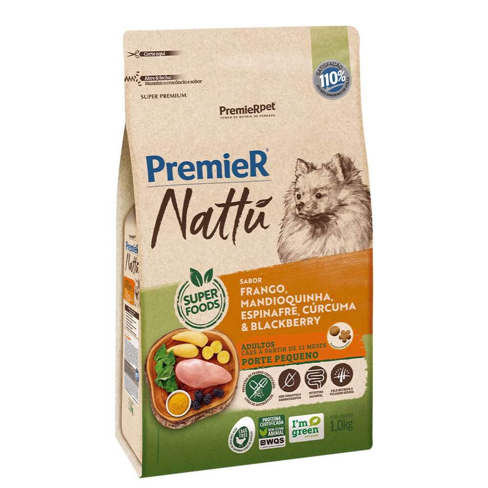Ração Premier Nattu Cães Adultos Porte Pequeno Sabor Mandioquinha 10,0kg