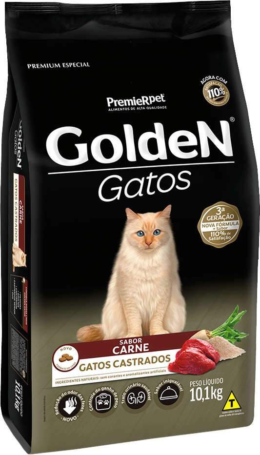 Ração Seca PremieR Pet Golden Gatos Adultos Castrados Carne 10,1kg