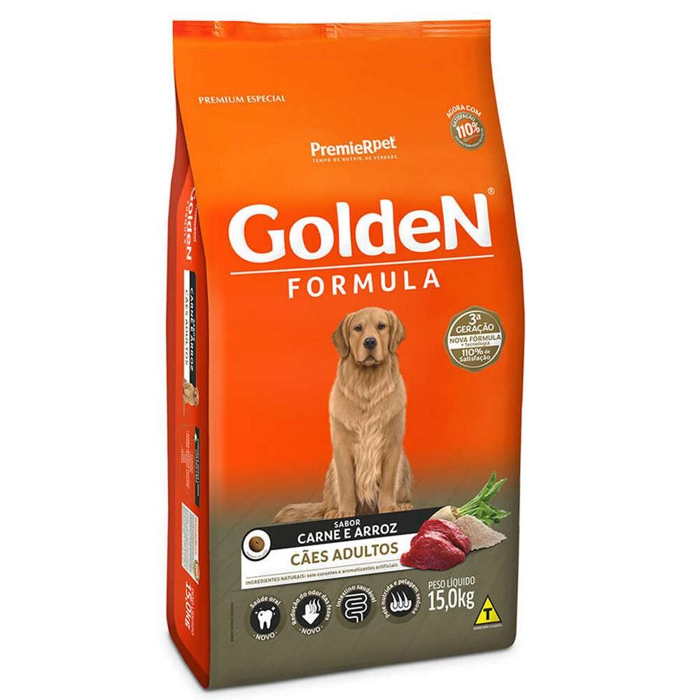 Ração Seca PremieR Pet Golden Formula Carne e Arroz para Cães Adultos 15,0Kg
