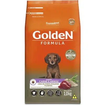 Ração Seca PremieR Pet Golden Formula Carne e Arroz para Cães Filhotes de Raças Pequenas 1kg