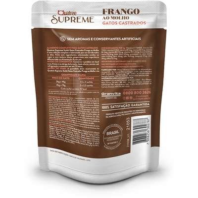 Ração Úmida Quatree Supreme Frango para Gatos Castrados 85g - Imagem 5