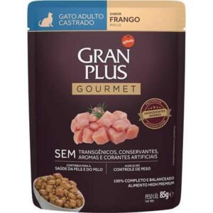 Ração Úmida GranPlus Sachê Gourmet Frango para Gatos Castrados Adultos