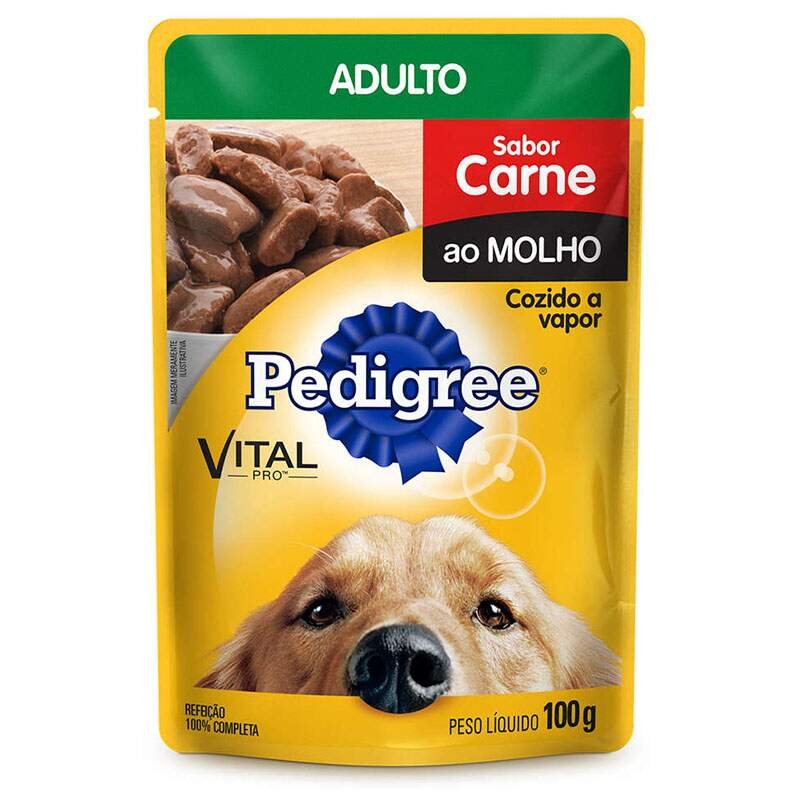 Ração Pedigree Sachê Sabor Carne Ao Molho Cães Adultos 100G
